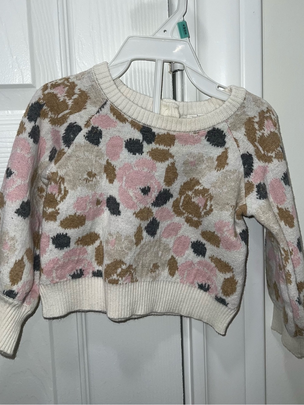 Janie and Jack Cream and Sugar Floral Intarsia Crewneck Sweater Size 6-12 Months